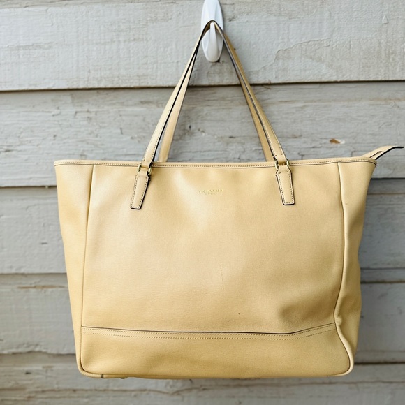COACH tan Saffiano leather tote - Picture 8 of 17